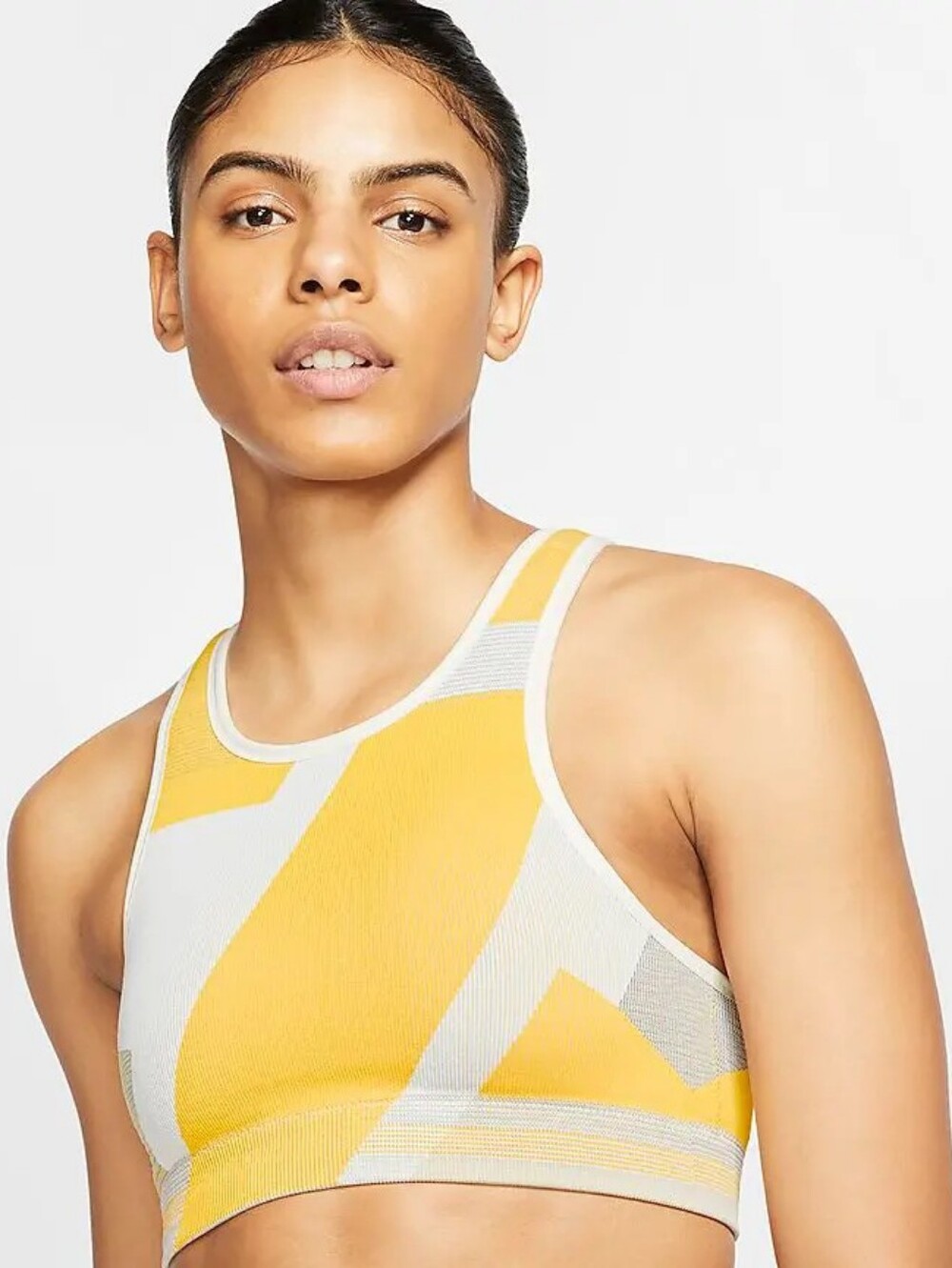 Nike Icon Clash Seamless Light Support Yellow & White  Sports Bra Size S